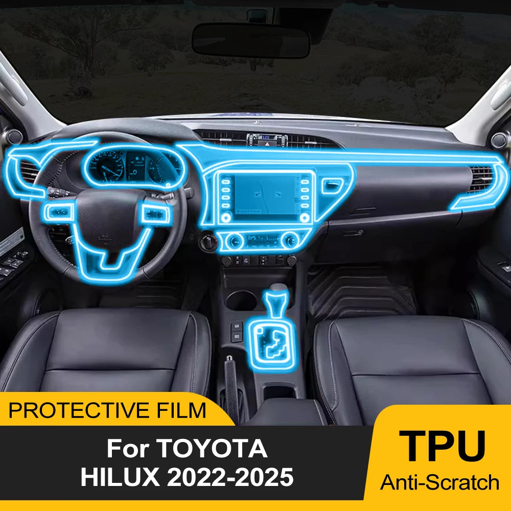 Interior Center Console, Navigation, Screen, Transparent TPU Protection Film, Toyota Hilux 2022-2025, Pre Cut PPF Film