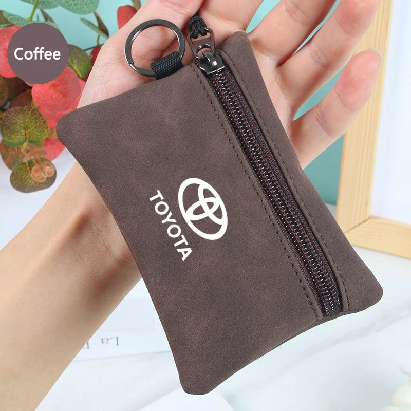 Suede Car Emblem Key Bag, Wallet Keychain, Card Pouch, Toyota Hilux