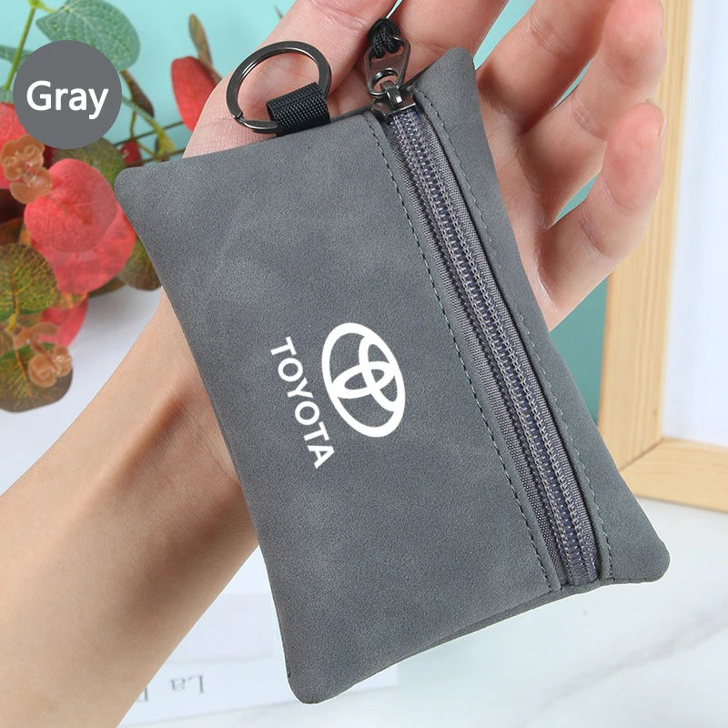 Suede Car Emblem Key Bag, Wallet Keychain, Card Pouch, Toyota Hilux