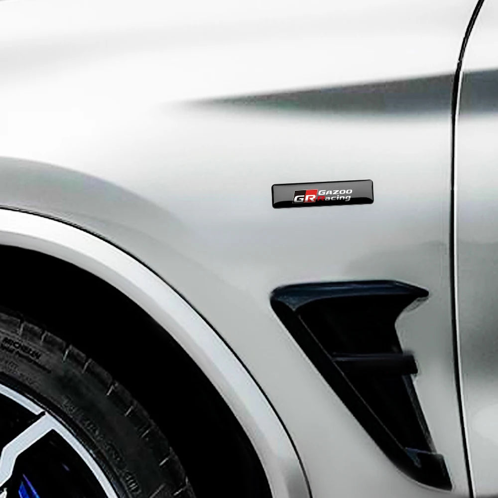 2PCS 3D Epoxy "GR GAZOO RACING" Badge, Decorative Stickers