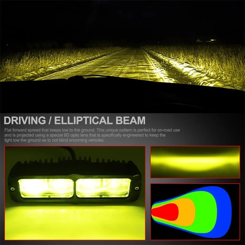 6D Lens led work light bar, 6 inch offroad led light, 12V/24V