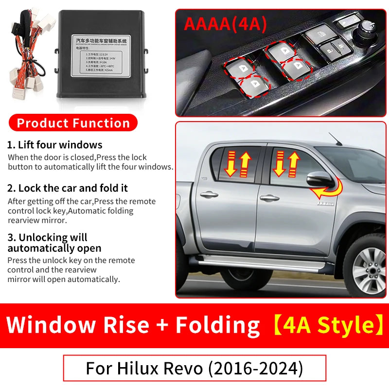Window Closer Module with Rearview Mirror Folding (IA), Toyota Hilux Vigo (D4D) & Revo, 2005-2024