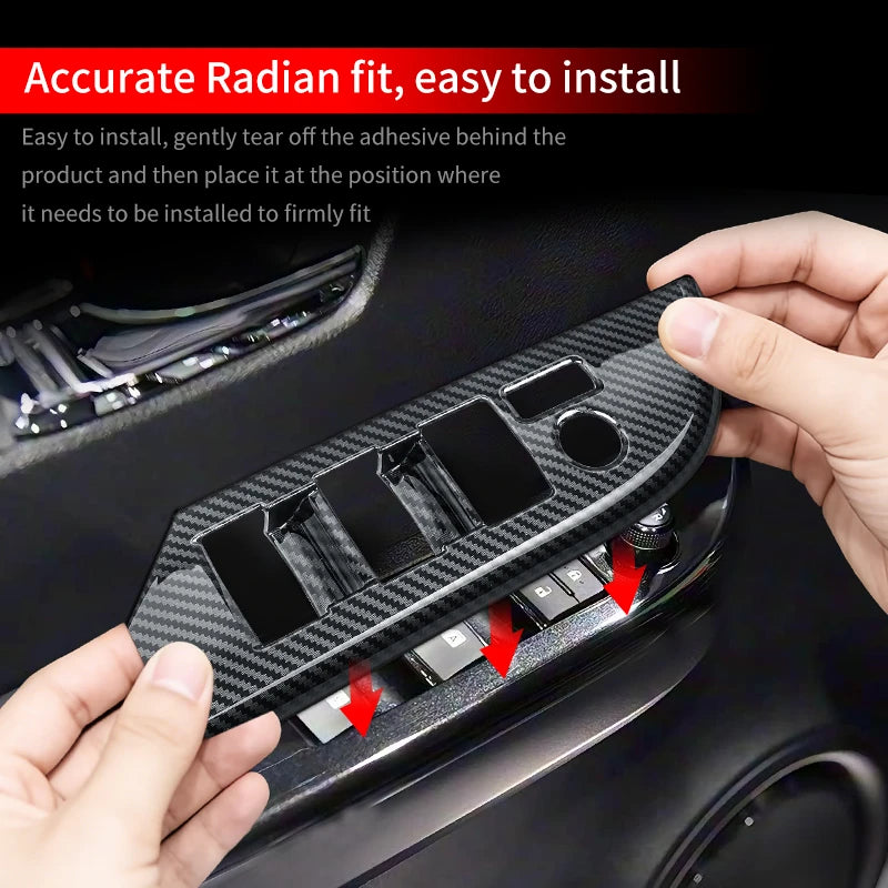 Car Window Switch Panel Cover Trim, Carbon Fiber Pattern, Interior Decoration Accessories, Toyota Hilux, 2016 - 2026
