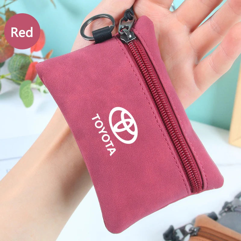 Suede Car Emblem Key Bag, Wallet Keychain, Card Pouch, Toyota Hilux
